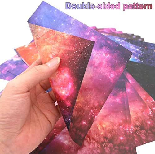 Двострана кутија за хартија од оригами 6 x 6 инчи starвездени небесни модели хартија 100 чаршави квадратни преклопни хартија за уметности занаетчиски