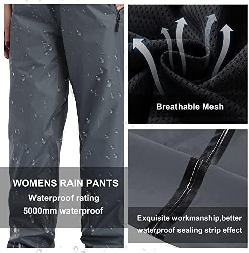 Панталони за дожд жени водоотпорни, рефлексивни женски дождови панталони, ветроупорни панталони за дожд опрема за пешачење со
