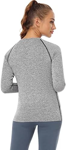 Улдони женски долги ракави влага за губење маички со долги ракави за вежбање на врвови за жени сув фит јога атлетска трчање маица