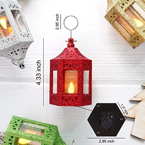 Божиќни светилки за свеќички Декоративни: мини фенер со чајни светла со батерија, украси за елки, центри за маса за декорација на венчавки