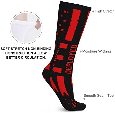 R.E.D Запомнете ги сите распоредени печатени чорапи за печатење во црвен петок, атлетски колени високи чорапи за жени мажи