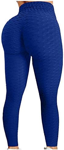 Женски јога панталони меурчиња за кревање на атлетски салон панталони хулахопки цврсти хеланки за слабеење во боја