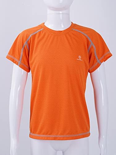 Mufeng деца момчиња лето брзо суви маички за дишење нето-кратки ракави фудбалски фудбалски спортски спортски маица врвна активна облека