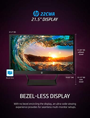HP Павилјон 22cwa 21.5-Инчен Целосна HD 1080p IPS LED Монитор, Наклон, VGA И HDMI - Црна