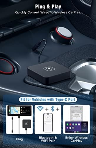 2023 Надградба Безжичен Адаптер За Карплеј за iPhone-CarPlay Безжичен Адаптер За Фабрички Жични Автомобили CarPlay, Приклучок &засилувач;