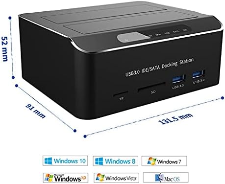 LLAMN DUAL Bay USB 3.0 ДО SATA IDE Надворешен Хард Диск Докинг Станица со 2-Порта Центар Читач На Картички 2.5/3.5 Инчен SATA/IDE HDD