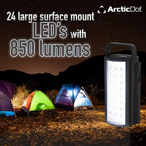 Arcticdot 850 лумен, 6000 mAh, LED светло за итни случаи, фенер за кампување, преносна ламба за полнење, прекини на електрична енергија,