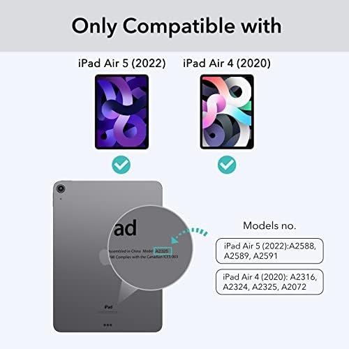 ЕСР Стенд случај компатибилен со iPad Air 5/4, солидна заштита, одвојлив магнетски капак, прилагодлив портрет/пејзажен штанд со подигнат