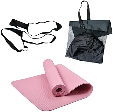 Deevoka Nonlip Yoga Mat со носење лента за поддршка на лактот за подлога со висока густина фитнес подлога за вежбање, дом, салата, истегнување,