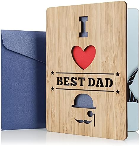 Ја сакам најдобрата честитка за тато со вистинско дрво од бамбус, среќен ден на таткото, исфрлени рачно изработени картички