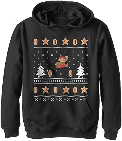 Петтиот Сонце Детско деца Нинтендо Божиќ Марио Младински пуловер качулка