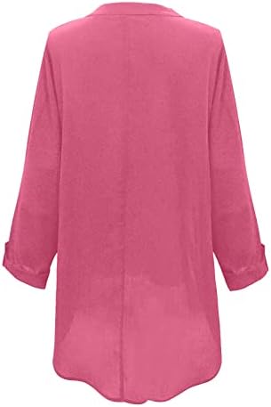 Женска долга ракав памучна постелнина jacquard блузи врвна маица