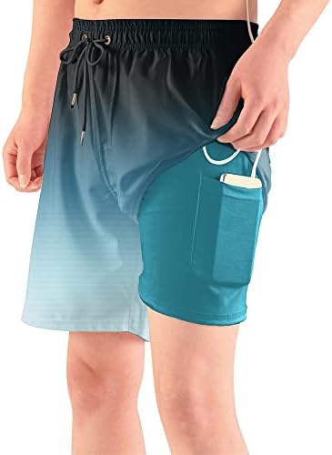 Рашмика Менс 2 во 1 трчање шорцеви за вежбање Брзи суви салата за атлетски шорцеви со џебови пливање стебла со лагер за компресија