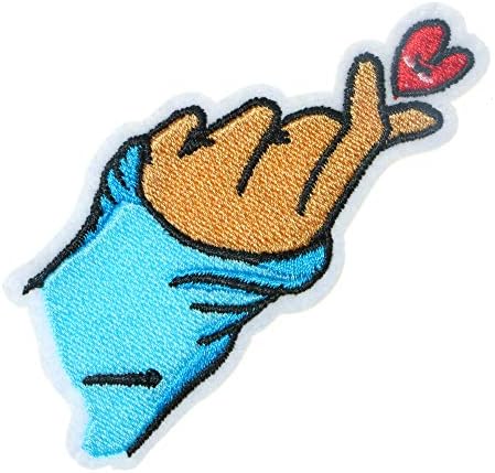 JPT - мини срцев рачен прст Loveубов среќен праска цртан филм извезено апликација Ironелезо/шиење на закрпи со значка симпатична