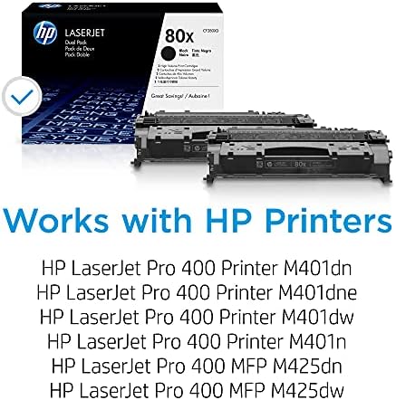 Касети со тонер со високи приноси на HP 80X | Работи со HP Laserjet Pro 400 M401 Серија, HP Laserjet Pro 400 MFP M425 Серија | CF280XD