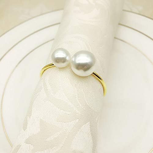 Икаксијо прстени од салфетка сет од 6, креативно вештачко бисерно крпа за пешкир, салфетка прстенка за венчавки за вечера