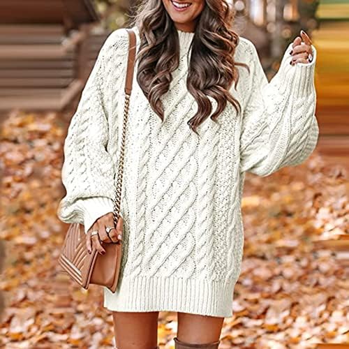 Нокмопо Жени Fall Мода 2022  Џемпери Женски Зимски Плетење Мода Еднобоен Пуловер Висок Врат Долг Џемпер