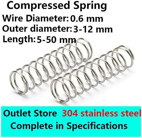 Изворите на компресија се погодни за повеќето поправка I 304 компресија од не'рѓосувачки челик Дијаметар на пролетната жица 0,6мм, надворешен дијаметар 3-12мм Компреси?