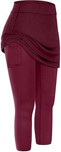 Беспрекорни хеланки здолништа со џебови тенис еластични каприци жени јога здолништа спортски хеланки јога панталони плус големина