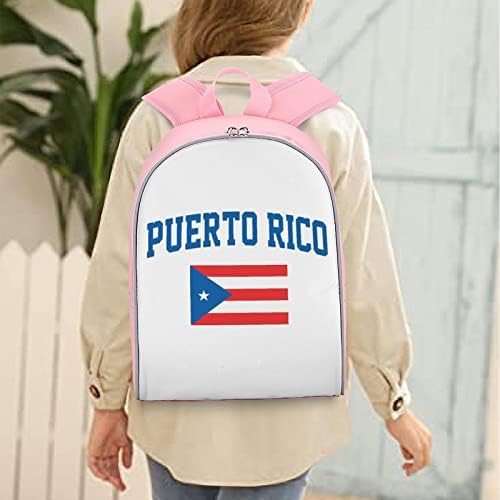 Знаме На Порторико Симпатична Ранец Лаптоп Назад Пакет Патување Бизнис Рамо Торба Отпечатоци Колеџ Дневен Пакет Сина/Розова 13 Инчен