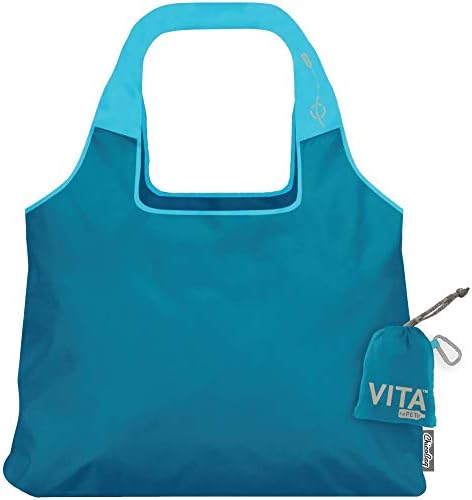Chicobag vita торбичка за еднократно шопинг со прицврстена торбичка и клип за карабинер, компактен, дизајнер на рамото на рамото