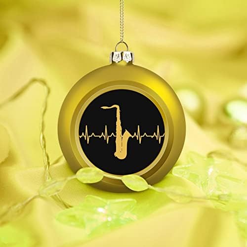 Саксофонска срцева топка Божиќна топка што виси украси Xams Декорација на дрво за празнична забава