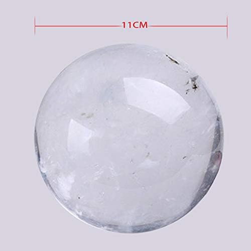 Кристална топка Fengjj-Природна бела кристална сурова камена рачно полирана кристална топка, анти-зрачење едноставна и елегантна декорација,