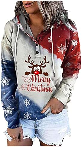 Машка зимска кошула врвови модни топло елен печати Божиќни врвови со долги ракави маички за мажјави новини дуксери