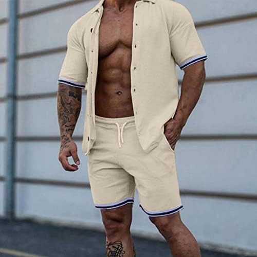 Mens Tracksugs 2 Piece Set, кратки ракави од шорцеви костум со шарена маица за печатење и шорцеви спортови облеки мажи активна облека