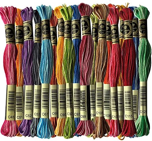 18 Skeins повеќебојно разновиден памучен вез за вез на памук, двојно мерцеризирани навои со шест влакна на вкрстените бод