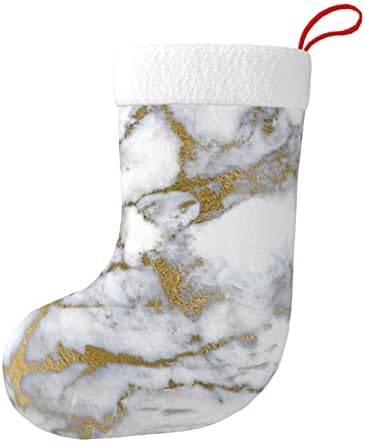 Аугенски Божиќни чорапи хипстер бело злато мермер двострано камин што виси чорапи