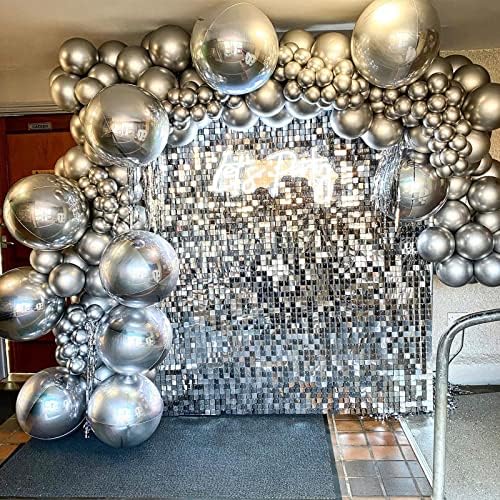 Сребрени Балони Метални Сребрени Балони, 50 пакувања 12-инчни Латекс Балони За Забави Со Сребрен Балон Хромирани Балони Сјајни Балони