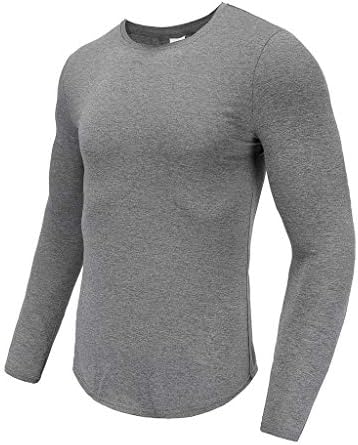 Менс спортска облека Есенска обична цврста цврста ракав со долги ракави, маица маица маица Топ блуза
