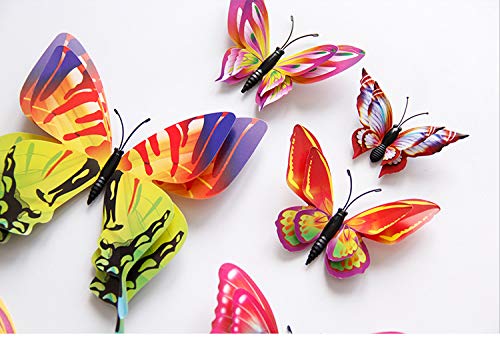 WOIWO 12PCS 3d Стерео Двослојна Симулација Пеперутка Креативни Дома Дневна Соба Декорација Генерација На Пвц Боја Пеперутка Ѕид