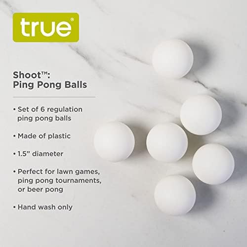 Вистински пука пиво Понг топки - 6 парчиња бели пинг -топчиња, топки од 40мм, тениски топки за игри во затворен и отворен простор, забава, украси