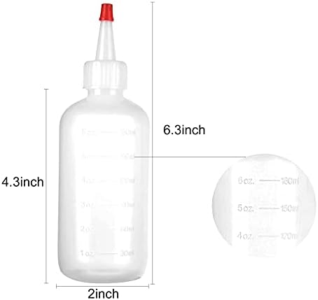 24 Пакувајте 6оз Пластични Шишиња За Стискање Со Црвени Капачиња И Мерење, Пластични Шишиња Со Зачини За Полнење Отпорни На Истекување