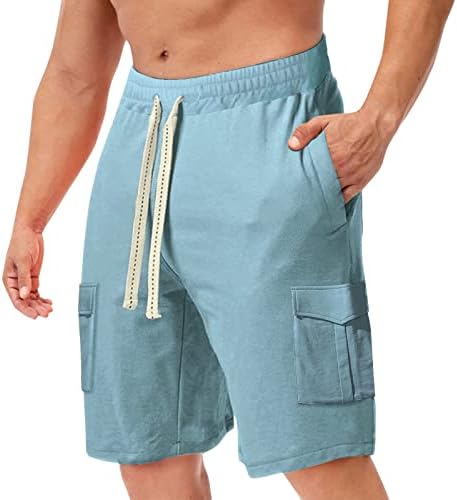 Менс опуштено вклопување шорцеви за трчање летни шорцеви на плажа со еластична половината и џебовите
