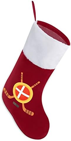 Хокеј во Данска Божиќни чорапи за порибување со кадифен камин што виси за декор за домашно дрво