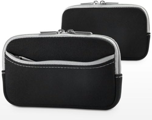 Case Boxwave Case компатибилен со Honor 6 - Softsuit со џеб, мека торбичка Неопрена покриена ракав Зипер џеб за чест 6 - џет црна со сива