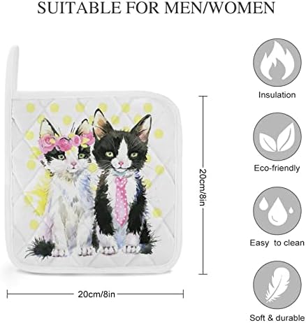 Акварел симпатични loversубовници мачки држачи за тенџере 8x8 отпорни на топлина топли влошки за заштита на десктоп за готвење кујна
