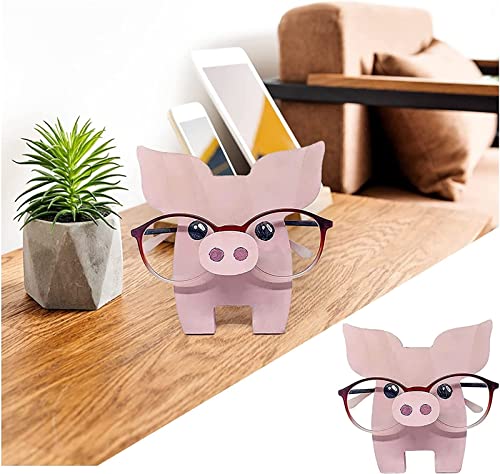 Држач за креативни животински очила за деца - Симпатично рачно изработено дрво врежано животно за очила за очила за очила за екранот, Божиќна нова