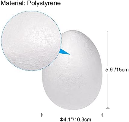 uxcell 2 парчиња бела јајце топка од пена 4,1 x 5,9 полистирен цврсти топки за декорација на јајца, занаети и рачно изработени