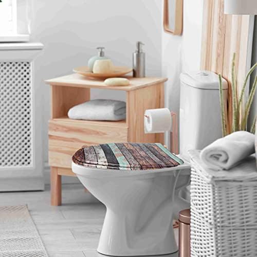 Музеш издолжено тоалетно седиште, обликувано старо гроздобер дрвени текстури, бавно блиско тоалетно седиште со капакот, лесно да се инсталира затворен предниот де