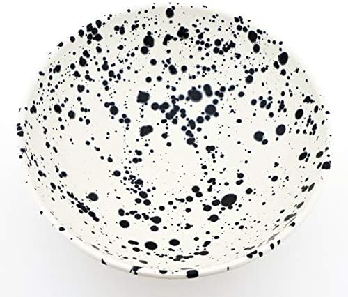 Керамички чинија со уметност ескудери, рачно изработени и рачно обоени во црна декорација на Мате. 6,30 x 6,30 x 2,36