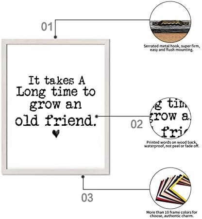 Chic 20x16in дрво врамен знак со цитати за пријателство, потребно е долго време за да се одгледуваат стари пријатели позитивни
