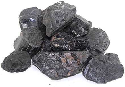 Кристало - 1LB Масовно груби црни турмалински кристали од Бразил Одделение А - Голем 1 инч плус сурови природни камења за кабинирање, сечење,