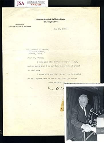 Вилијам О Даглас Јса Коа Рачно Потпишан Автограм На Врховниот Суд Во 1940 Година