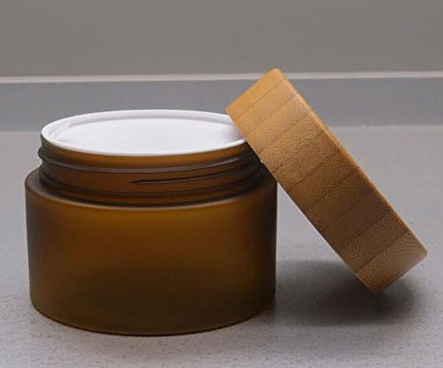 Erioctrry 150ml 5oz празен килибар ПЕТ Пластичен козметички сад со куќиште со природна бамбус капа за лосион за лосион маст маст шише шише