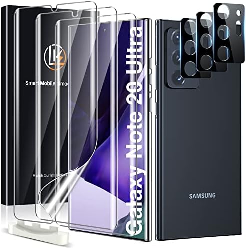 LK За Samsung Galaxy Забелешка 20 Ултра Екран Заштитник, 3 Пакет Tpu Филм [Не Стакло] со 3 Пакет Леќа Заштитник, Меур Слободен