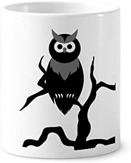 Owl дрво ноќно време Ноќта на вештерките за заби за заби држач за пенкало кригла керамички штанд -молив чаша